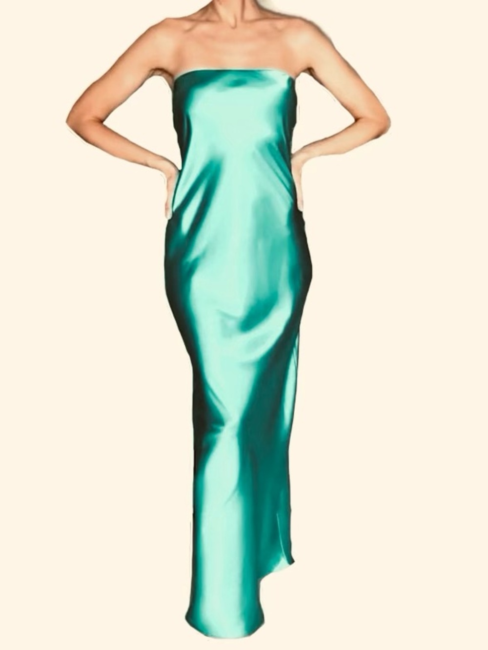 House of Harlow 1960 Sleek Satin Strapless Maxi Dress